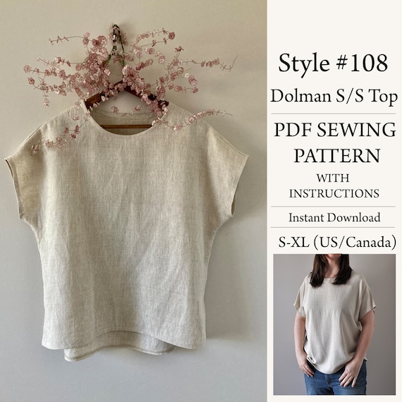 トップス Vintage linen top PDF Sewing Pattern, Linen Top, Sewing Pattern, Digital
