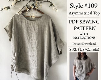 PDF Sewing Pattern, Linen Top, Sewing Pattern, Digtial Download Pattern, Style#109