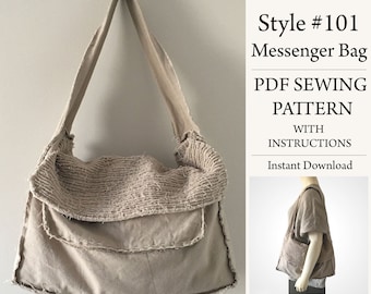 Messenger Bag, PDF Sewing Pattern, Instant Download Pattern, Style#101