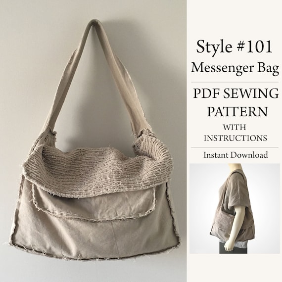 Messenger Bag, PDF Sewing Pattern, Instant Download Pattern, Style#101