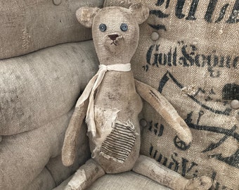 Teddy bear, German grain sack, Bear, Handmade bear, Primative bear