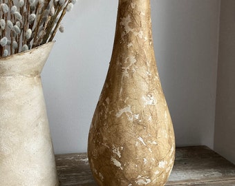 Hand decorated wood vase, Art vase, Texture vase