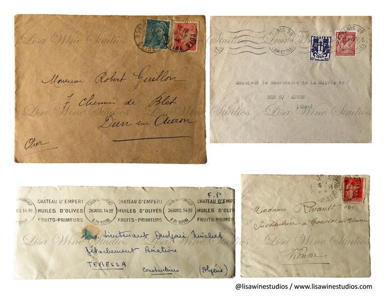 French Envelopes Digital download French Ephemera Printable Etsy