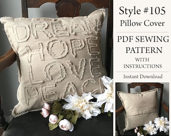 Pillow Cover PDF Pattern, Custom Pillow Sewing Pattern, Digital Download Pattern, Style# 105