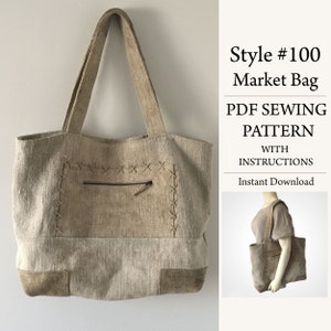 PDF Sewing Pattern, tote bag, Sewing Pattern, Digital Download Pattern, Style #100