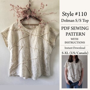 PDF Sewing Pattern, S/S Top Pattern, Sewing Pattern, Instant Download Pattern, Style#110