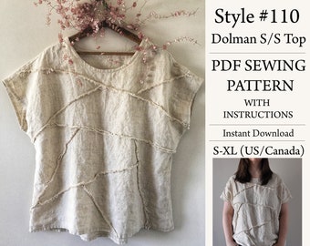 PDF Sewing Pattern, S/S Top Pattern, Sewing Pattern, Instant Download Pattern, Style#110