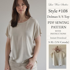 PDF Sewing Pattern, Linen Top, Sewing Pattern, Digital Download, Style#108