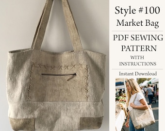 Large Shoulder bag sewing pattern, Digital Download Pattern, Style #100