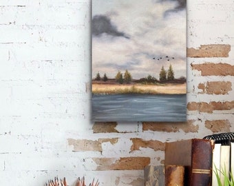 Landscape painting, 9x12 Original Oil painting, Wall art