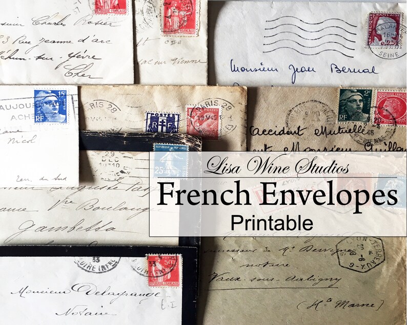 French Envelopes Digital download French Ephemera Printable Etsy