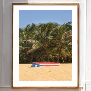 Puerto Rico Flag Beach Photo – Arecibo Scenic Tropical Print, Palm Trees & Sand, Caribbean Wall Art, Puerto Rican Decor, Island Photography