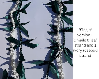 Graduation maile ti leaf ribbon lei