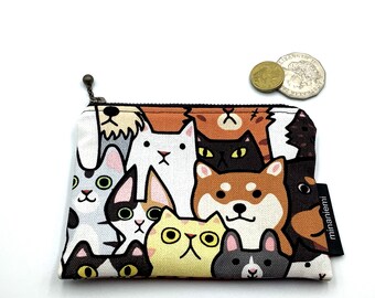 Cats & dogs print cotton coin purse