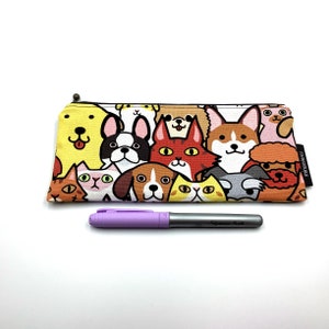 Second sale -  cats & dogs print Japanese cotton pen case