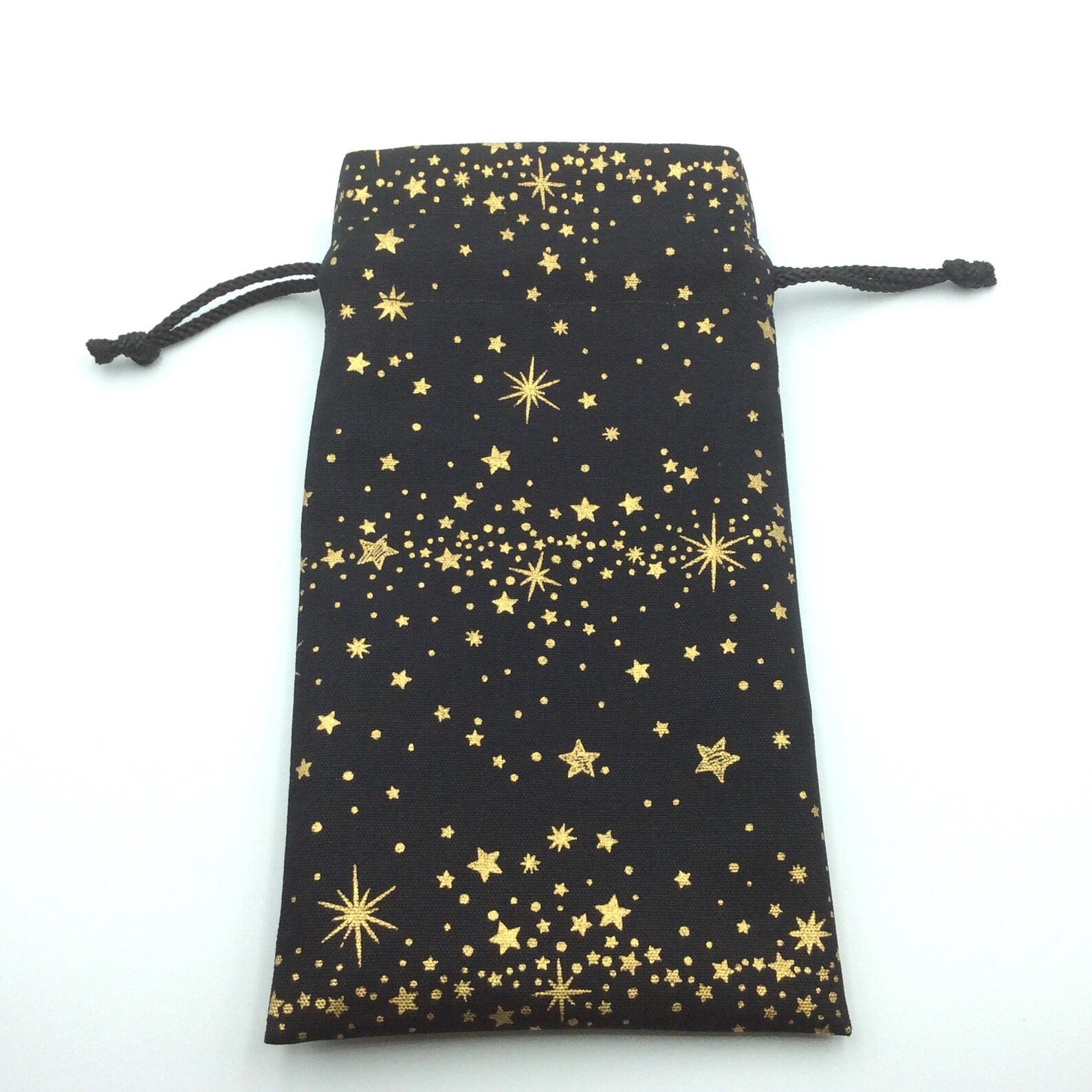 Cotton drawstring bag stars black & gold Etsy