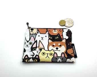 Cats & dogs print cotton coin purse