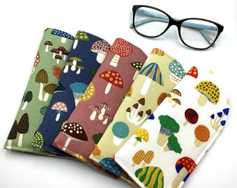 Mushroom print Japanese cotton glasses / sunglasses case