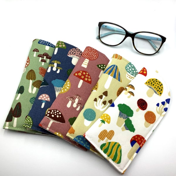 Mushroom print Japanese cotton glasses / sunglasses case