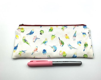 Birds print Japanese cotton pen case