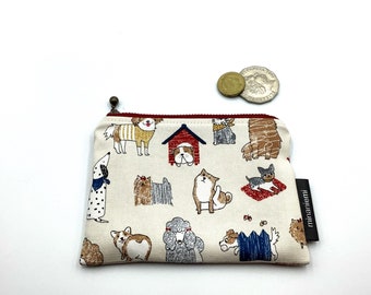 Dogs print Japanese cotton coin purse