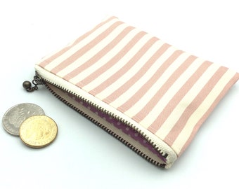 Pink stripes Japanese cotton coin purse