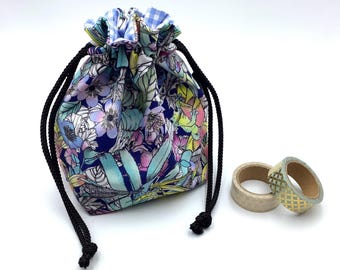 Animal print cotton drawstring bag