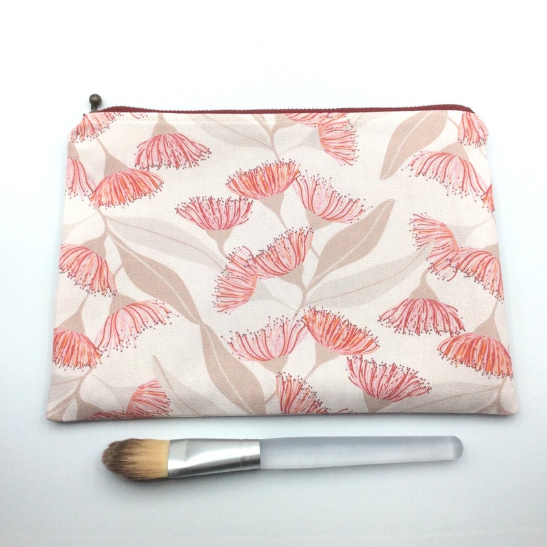 Gum blossom print cotton zipper pouch