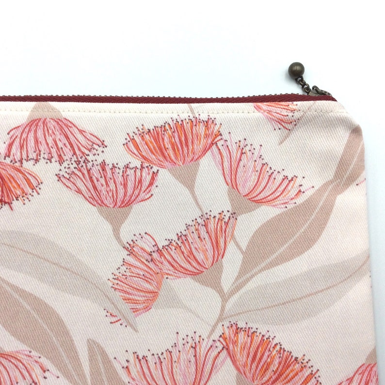 Gum blossom print cotton zipper pouch