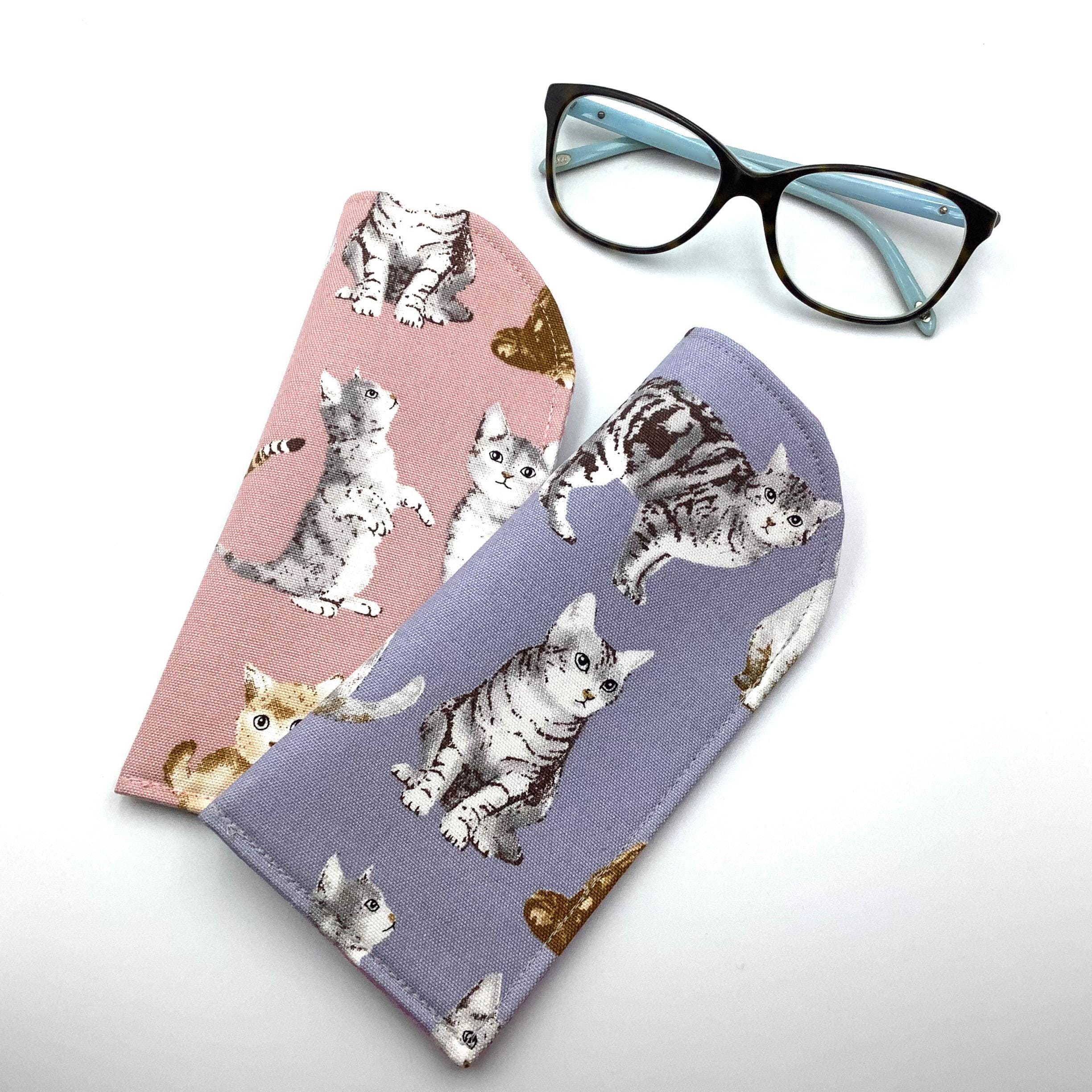 Handmade Cats print Japanese cotton glasses / sunglasses case