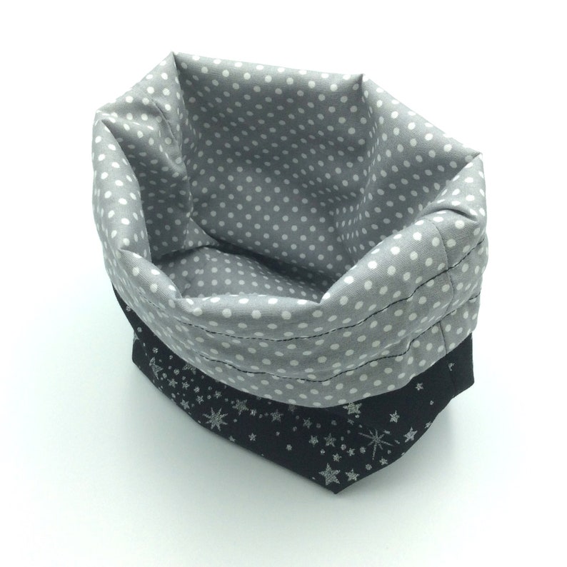 Star print Japanese cotton drawstring bag black & silver image 9