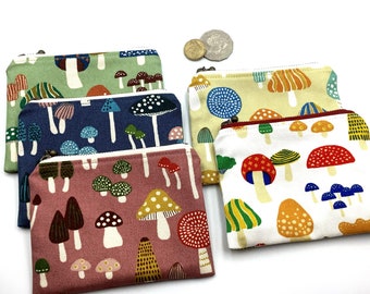 Mushroom print Japanese coin purse
