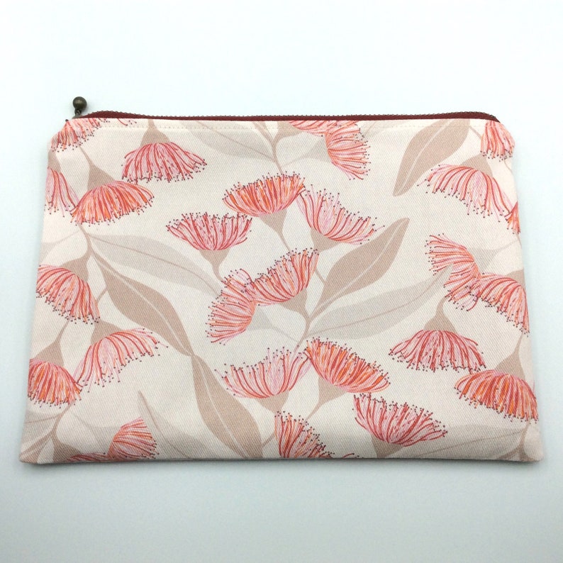 Gum blossom print cotton zipper pouch