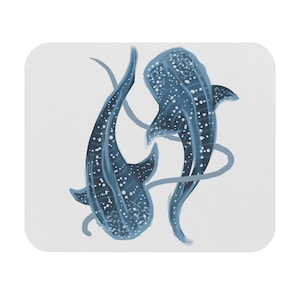 Ocean-Inspired Mouse Pad, Whale Sharks Desk Accessory, Nautical Home Office Decor, Gift for Marine Life Lovers, Eco-Friendly Mouse Mat