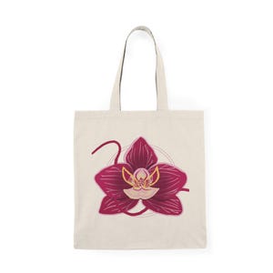 Elegant Floral Tote Bag, Eco-Friendly Shopping Bag, Gift for Nature Lovers, Reusable Beach Tote, Mother&#39;s Day Gift, Orchid Art