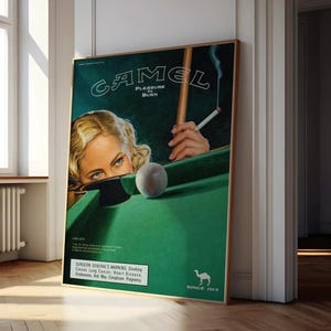 Camel Cigarette Ad Pleasure to Burn Poster, Bar Cart Print