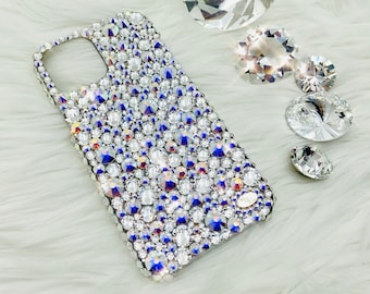 Luxus Bling Handyhülle Klar & AB Mix von Swarovski Kristallen auf Rückseite für iPhone 17 16 15 14 Pro Max Air Handmade by MyBlingThingz