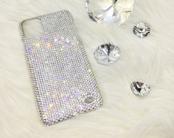 Small 12ss Clear Diamond Rhinestone BLING Bedazzled Back Case made w/Swarovski Crystals iPhone 15 Pro Max Plus Mini 14 13 12 11 Xs Xr X 8 7