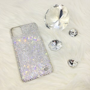 Small 12ss Clear Diamond Rhinestone BLING Bedazzled Back Case made w/Swarovski Crystals iPhone 15 Pro Max Plus Mini 14 13 12 11 Xs Xr X 8 7 image 1