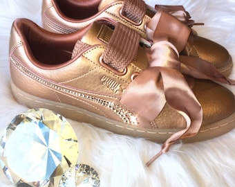 puma basket heart copper rose