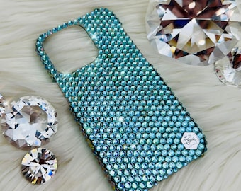 Luxe Enchanted Water Color Shifting Premium Glass Crystal Diamond Rhinestone BLING Handmade Back Case for iPhone 17 Air Pro Max 16 15 14