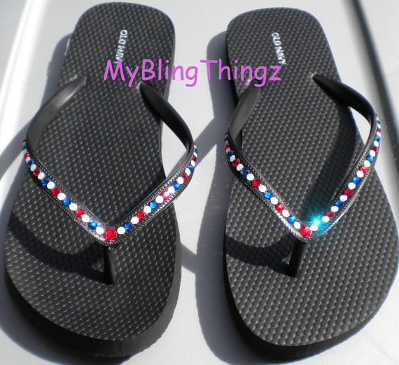 red and blue flip flops