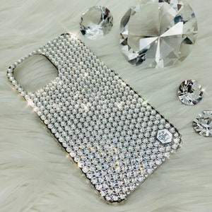 BLING Hülle für iPhone 16 15 14 Pro Max Plus Mini Luxus Klare Swarovski Kristall Diamant Strass Rückseite mit 24SS Swarovski Kristallen