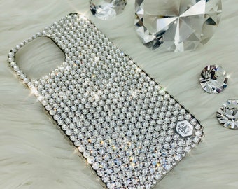 BLING Case for iPhone 15 14 13 Pro Max Plus Mini Luxury Clear Swarovski Crystal Diamond Rhinestone Back Cover made w/24ss Swarovski Crystals