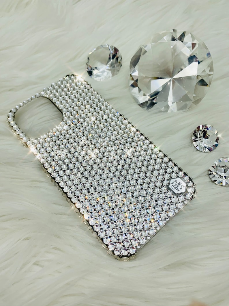 BLING Case for iPhone 15 14 13 Pro Max Plus Mini Luxury Clear Swarovski Crystal Diamond Rhinestone Back Cover made w/24ss Swarovski Crystals image 1