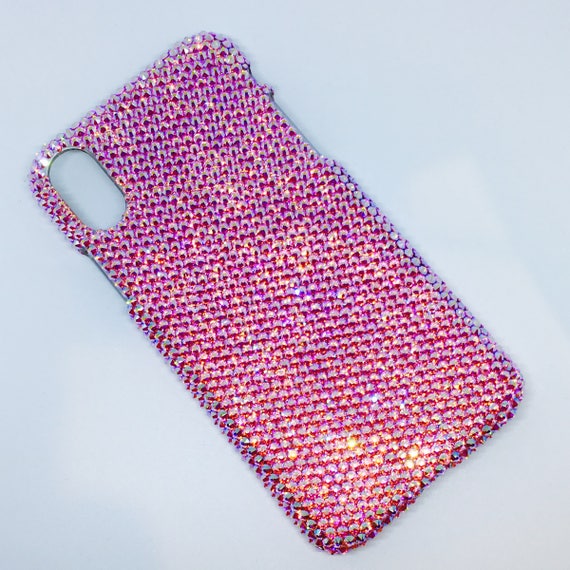 Small 12ss Iridescent Pink-light Rose AB BLING Back Case
