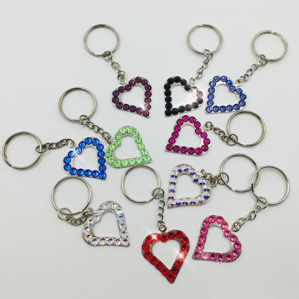 Crystal Keychains For Women Natural Love Crystal Keyring Heart