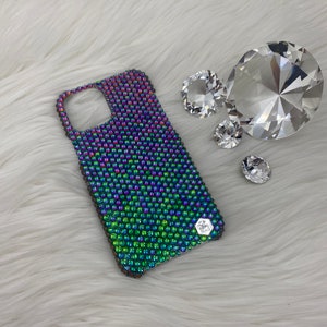 Green Color Shifting Premium Glass Crystal Diamond Rhinestone BLING Handmade Back Case for iPhone 15 Pro Max Plus Mini 14 13 12 11 Xs X 8 SE image 3
