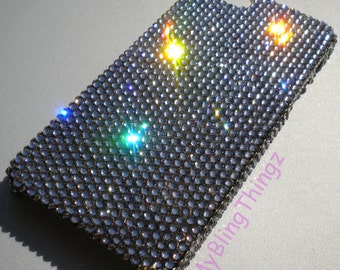 Small 12ss Black Diamond * Grey * BLING Bedazzled Back Case Handmade w/ Swarovski Crystals iPhone 15 Pro Max Plus Mini 14 13 12 11 Xs Xr X