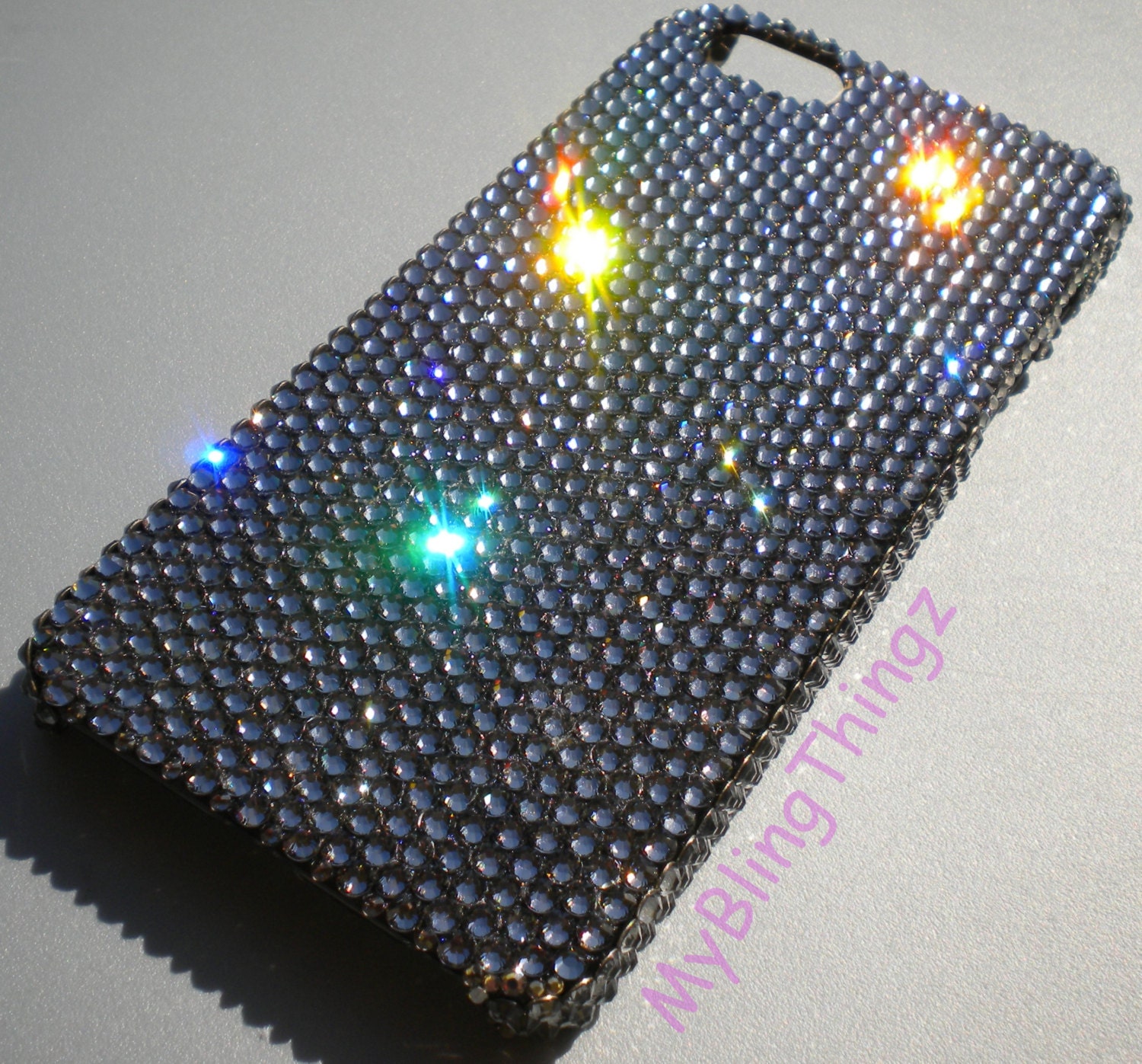Small 12ss Black Diamond * Grey * BLING Bedazzled Back Case